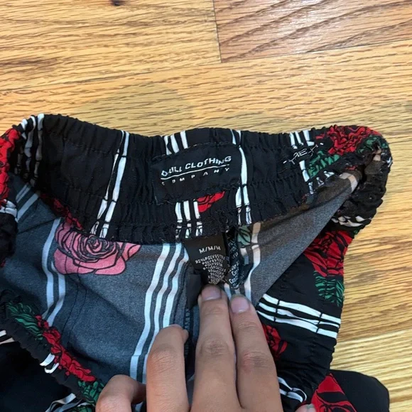 Floral Striped Kids Shorts in Black and Red - Picture 3 of 3
